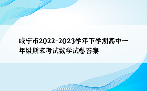 咸宁市2022-2023学年下学期高中一年级期末考试数学试卷答案