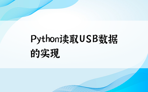 Python读取USB数据的实现